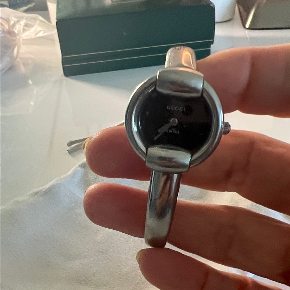 Gucci Silver and Black Timepiece
